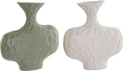 Vaas DKD Home Decor Wit Groen Aluminium 20 x 6 x 21 cm (2 Stuks)