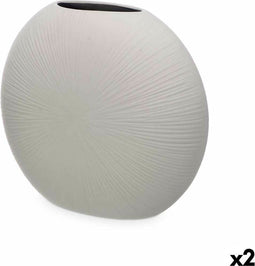Vaas Grijs Keramisch 36 x 34 x 16 cm (2 Stuks) Rond