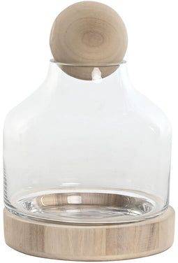 Vaas Home ESPRIT Transparant Natuurlijk Hout Kristal 18 x 18 x 24 cm