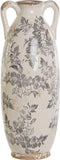 Vaas Home ESPRIT Wit Bruin Grijs Keramiek Blad van een plant 13 x 13 x 35 cm