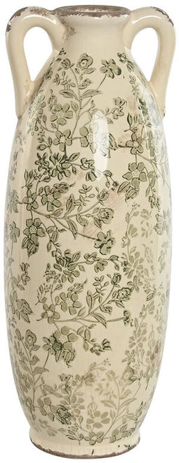 Vaas Home ESPRIT Wit Bruin Groen Keramiek Blad van een plant 13 x 13 x 35 cm