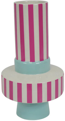 Vaas - Housevitamin - Blauw/roze - 14x14x26 cm - Keramiek