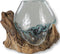 Vaas op Wortelhout - ø10x12 - Naturel - Teakhout/glas