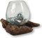 Vaas op Wortelhout - ø10x12 - Naturel - Teakhout/glas