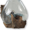 Vaas op Wortelhout - ø15x20 - Naturel - Teakhout/glas