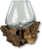 Vaas op wortelhout- ø20x25 - Naturel - Teakhout/glas