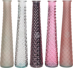 Vaas recycled glas d7h32cm roze a5