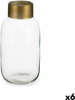 Vaas Transparant Gouden Glas 11,5 x 24 x 11,5 cm (6 Stuks)