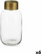 Vaas Transparant Gouden Glas 11,5 x 24 x 11,5 cm (6 Stuks)