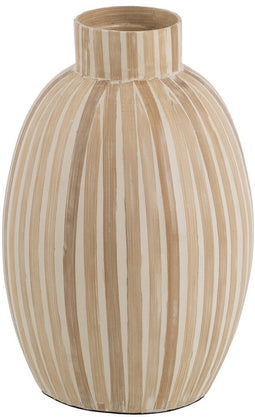 Vaas Wit Beige Bamboe 24 x 24 x 37 cm