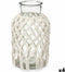 Vaas Wit Stof Glas 18,5 x 30,5 x 18,5 cm (4 Stuks) Macramé