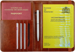 Vaccinatiepaspoort Hoesje - Vaccinatieboekje houder - Gele Boekje Vaccinaties - Paspoorthouder met Anti Skim Bescherming - Bruin