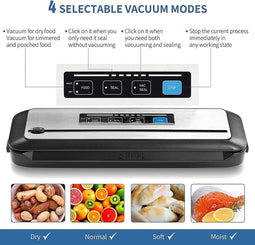 Vacuüm Sealer Keuken Apparaat INK-VS01,Automatische Vacumeermachine voor Voedselbewaring, Droge en Vochtige Seal Standen, Ingebouwde Snijplotter, Eenvoudig te Reinigen Roestvrijstalen Paneel, Led-indi