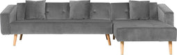 VADSO - Hoekslaapbank - Grijs - Linkerzijde - 303 cm - Fluweel