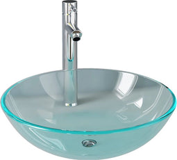 vidaXL - Wastafel - met - kraan - en - pop-up - afvoer - gehard - glas - transparant