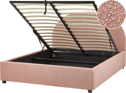 VAUCLUSE - Bed met opbergruimte - Pastelroze - 140 x 200 cm - Bouclé