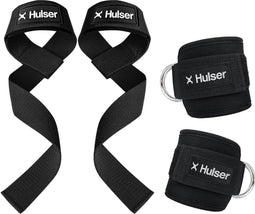 Hulser Sportieve bundel - Enkelbanden en Lifting Straps - Neopreen en Katoen - Zwart (2 stuks)