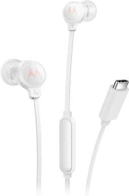 Motorola Earbuds 3C-S In-Ear Headset met Microfoon, Comfortabele pasvorm, Handsfree bellen, High-Definition geluid, USB-C Connector, Wit