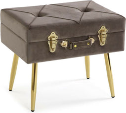 Beddenvoet Versa Grijs Lichtgrijs Polyester Metaal Dennenhout Hout MDF 34 x 42 x 50 cm