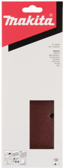 Makita P-31865 - Schuurvel 93x230mm - Aluminiumoxide K100 - Rood