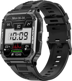 Valante AuraFit Smartwatch - Smartwatch Dames en Heren - Zwart - 46 mm - Stappenteller - Hartslagmeter - Saturatiemeter - Bellen via Bluetooth