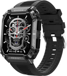 Valante FitMax Smartwatch - Smartwatch Heren - Zwart - 53 mm - Stappenteller - Hartslagmeter - Saturatiemeter - Bellen via Bluetooth