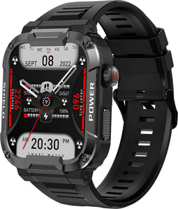Valante Ultrax Smartwatch - Smartwatch Heren - Zwart - 44 mm - Stappenteller - Hartslagmeter - Saturatiemeter - Bellen via Bluetooth
