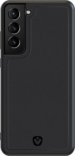 Valenta - Samsung Galaxy S21 Hoesje - Back Case Snap Luxe Leer Zwart