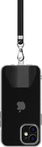 Valenta - Telefoonkoord Universeel - Zwart + Transparante plakhouder - Keycord - Geschikt voor alle backcovers & smartphones