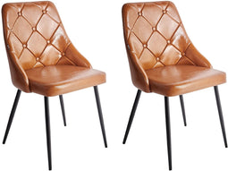 VALERIE - Eetkamerstoel set van 2 - Goudbruin - Kunstleer