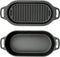 Valhal Outdoor - Braadpan / Dubbele Skillet 1L - Kleine Dutch Oven, gietijzer, ovaal, grillpatroon, VH1L