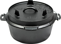 Valhal Outdoor - Dutch Oven 3.8L, zonder pootjes - Gietijzer - Zwart - VH3.8L