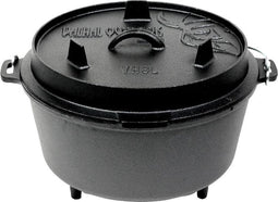 Valhal Outdoor Dutch Oven / Braadpan 8L met pootjes - met uitsparing voor kookthermometer - VH8L+