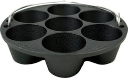 Valhal Outdoor Muffinpan / muffinvorm - gietijzer - 22cm, met handvat - past in Dutch oven - VH.MUFFIN