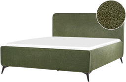 VALOGNES - Bed - Donkergroen - 160 x 200 cm - Bouclé
