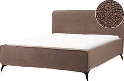 VALOGNES - Tweepersoonsbed - Bruin - 160 x 200 cm - Bouclé