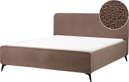 VALOGNES - Tweepersoonsbed - Bruin - 180 x 200 cm - Bouclé