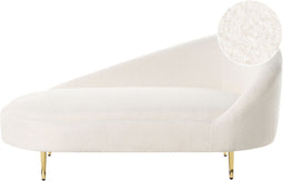 VALREAS - Chaise longue - Wit - Rechtszijdig - Bouclé