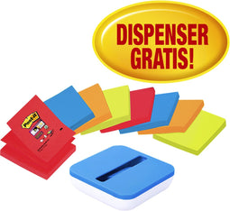 Value Pack: Post-it® Z-Notes Dispenser - met 8 stuks Post-it Super Sticky Z-Notes- Neon