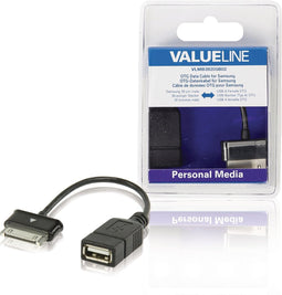 Valueline VLMB39205B02 Otg Data Kabel voor Samsung 30-pins Mannelijk - Usb A Vrouwelijk Zwart 0,20 M