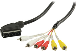 Valueline Vlvp31160b20 Scart - Rca Kabel Scart Mannelijk - 6x Rca Mannelijk 2,00 M Zwart