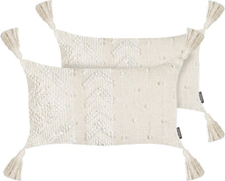 VALVARIA - Sierkussen set van 2 - Off-white - 30 x 50 cm - Katoen