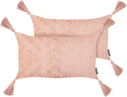 VALVARIA - Sierkussen set van 2 - Perzikroze - 30 x 50 cm - Katoen