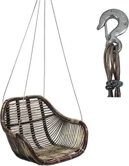 Van der Leeden Rotan hangstoel Fly Brown - (L)66 x (B)65 x (H)49 cm - Steel Wire