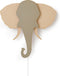 Van Tjalle en Jasper | Dieren muurlamp - Olifant | MDF | E14 fitting | Hout kleur / Grijs | wandlamp | Kinderkamer verlichting | Bouwpakket | Uniek product | Dutch Design