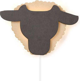 Van Tjalle en Jasper | Dieren muurlamp - Schaap | MDF | E14 fitting | Hout kleur / Zwart | wandlamp | Kinderkamer verlichting | Bouwpakket | Uniek product | Dutch Design