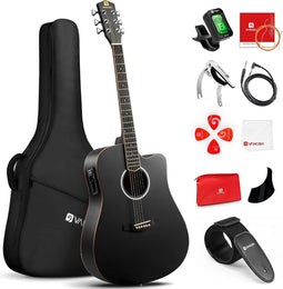 Vangoa - 41" Elektrische Akoestische Gitaar Cutaway Dreadnought - 4-Band EQ - Zwart