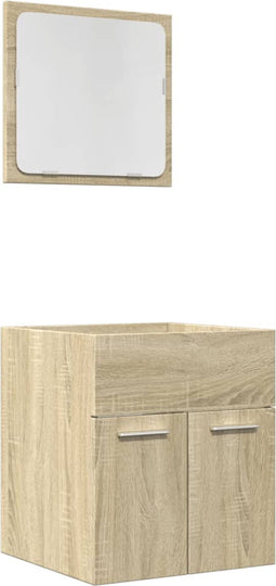 vidaXL - 2-delige - Badkamermeubelset - bewerkt - hout - sonoma - eikenkleurig
