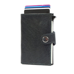 RFID Mini Wallet Single Leather for Men - steel blue