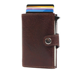 RFID Mini Wallet Single Leather for Men - brown